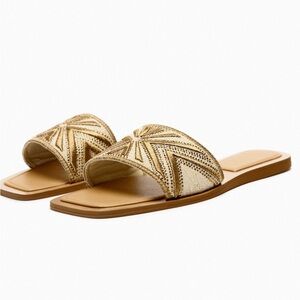 Pristine. Brand New (without tags) Zara Rhinestone Fabric Sandals